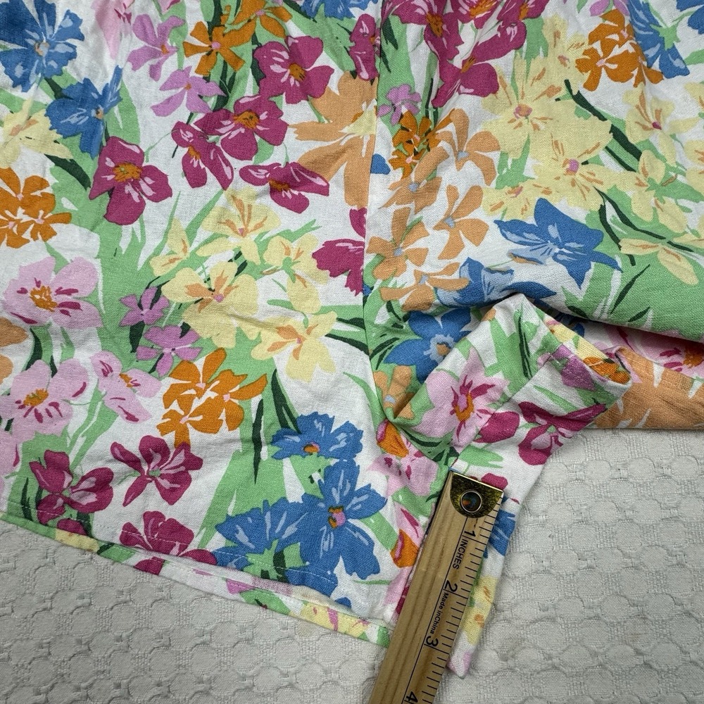 Old Navy Cami Romper Womens 2X Linen Blend Floral Sweetheart Smocking Beachy - Picture 9 of 9